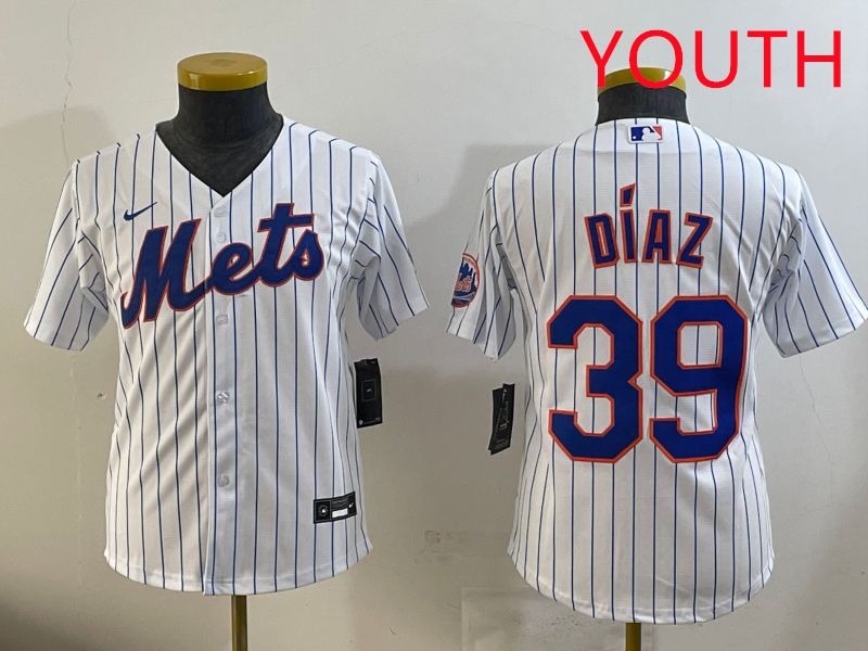 Youth 2025 New York Mets #39 Diaz White Stripe Game Nike MLB Jersey style 4